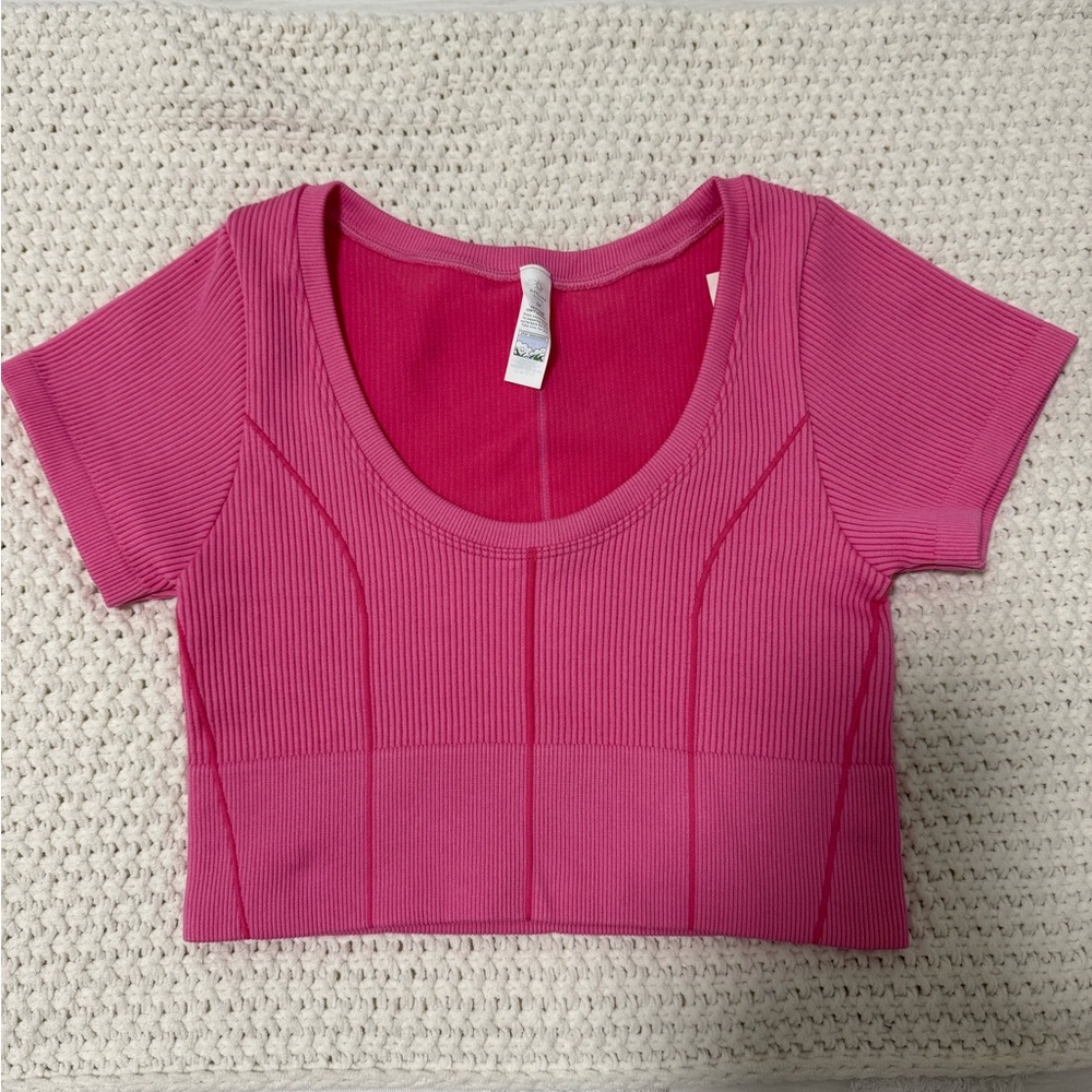 Aerie Vibrant Pink Ribbed Crop Top